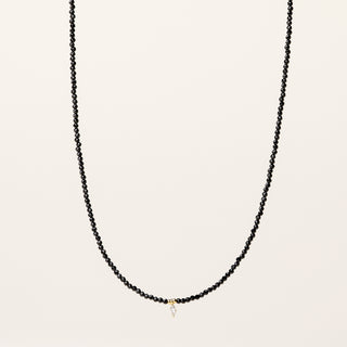 Collana in argento dorato con pendente in spinello naturale e zircone marquise.