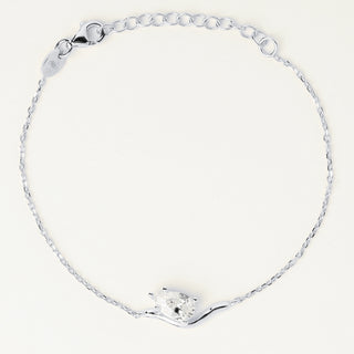 Bracciale in argento 925 Rodiato con zirconia dal design geometrico essenziale.