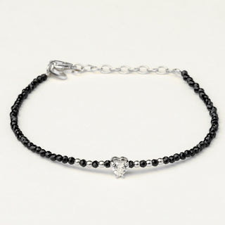 Bracciale in argento 925 Rodiato con spinello e zirconia dal design geometrico essenziale.